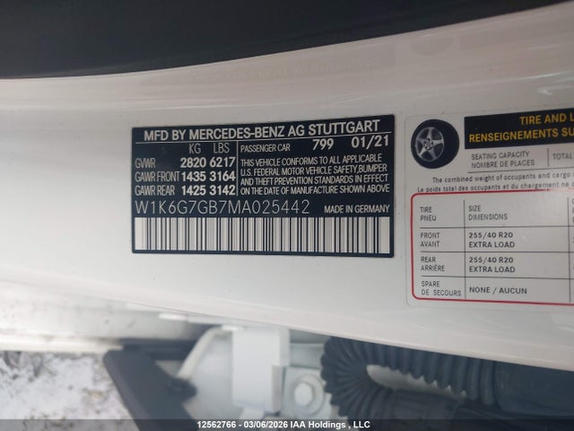 W1K6G7GB7MA025442 Mercedes-Benz S 580 4matic
