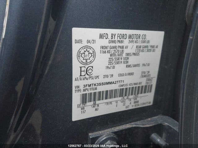 3FMTK3SS0MMA27771 Ford Mustang Mach-E