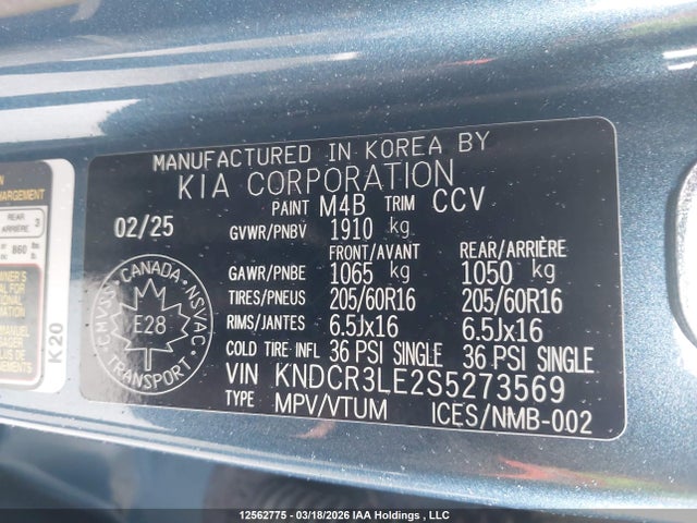 12562775 :رقم المزاد ، KNDCR3LE2S5273569 vin ، 2025 Kia Niro Hev Ex/ex Premium مزاد بيع