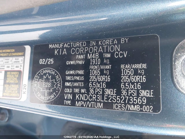 12562775 :رقم المزاد ، KNDCR3LE2S5273569 vin ، 2025 Kia Niro Hev Ex/ex Premium مزاد بيع