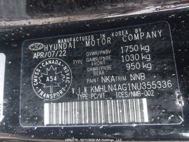 Aukcja sprzedaży 2022 Hyundai Elantra Sel, vin: KMHLN4AG1NU355336, numer aukcji: 12562779