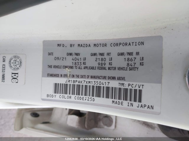 JM1BPAK7XM1350417 Mazda 3 SELECT