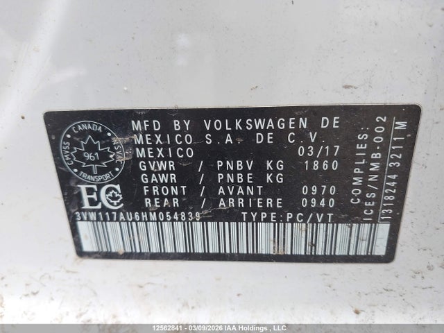 3VW117AU6HM054839 Volkswagen Golf S/wolfsburg