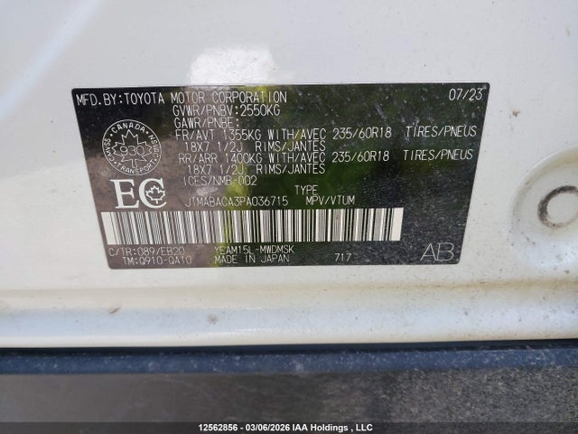 Aukcja sprzedaży 2023 Toyota Bz4x Xle/limited, vin: JTMABACA3PA036715, numer aukcji: 12562856
