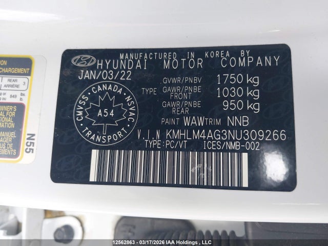 Aukcja sprzedaży 2022 Hyundai Elantra Essential Ivt With Hyundai Smartsense Package, vin: KMHLM4AG3NU309266, numer aukcji: 12562863