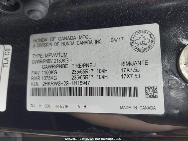 2HKRW2H22HH115947 Honda CR-V