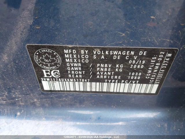 3VW117AUXKM517847 Volkswagen Golf Sportwagen 1.8 Tsi Comfortline/1.8 Tsi Highline