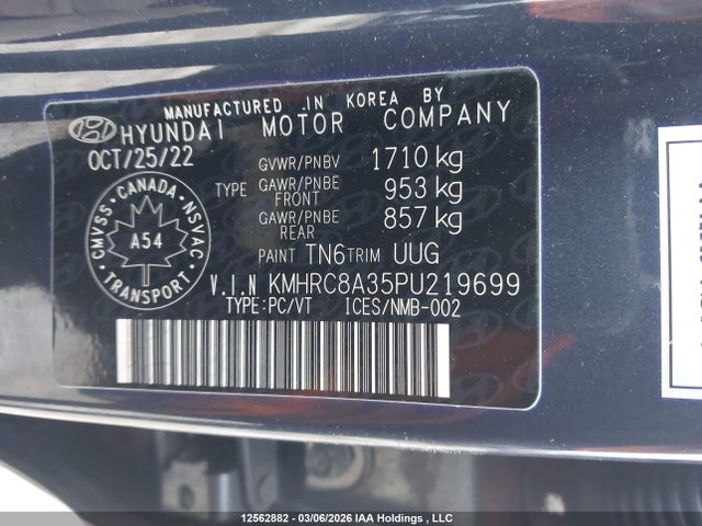Aukcja sprzedaży 2023 Hyundai Venue Sel/limited, vin: KMHRC8A35PU219699, numer aukcji: 12562882