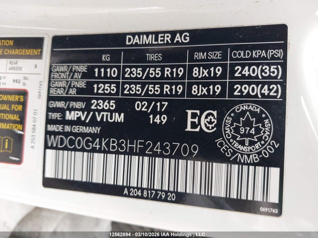WDC0G4KB3HF243709 Mercedes-Benz Glc 300 4matic
