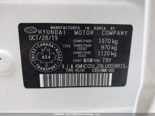 Продаж на аукціоні авто 2020 Hyundai Ioniq, vin: KMHC05LJ9LU059815, номер лоту: 12562895