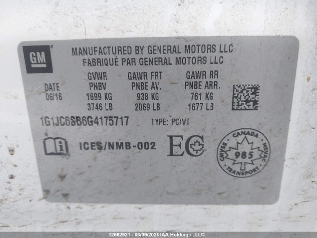 1G1JC6SB6G4175717 Chevrolet Sonic