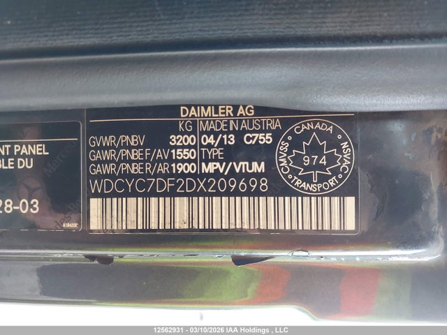 12562931 :رقم المزاد ، WDCYC7DF2DX209698 vin ، 2013 Mercedes-benz G 63 Amg مزاد بيع