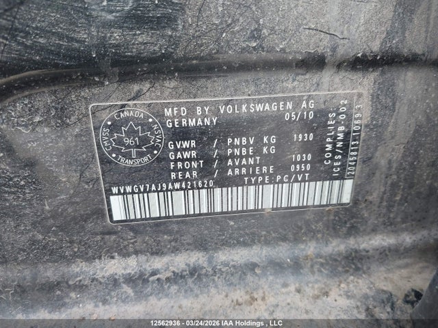 Продажа на аукционе авто 2010 Volkswagen Gti, vin: WVWGV7AJ9AW421620, номер лота: 12562936