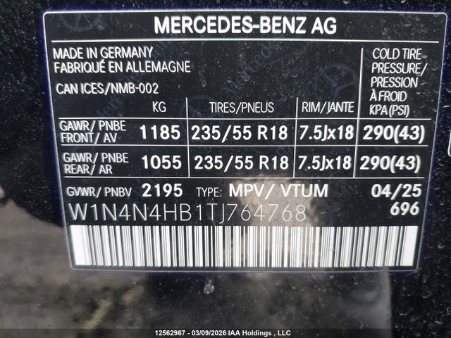 12562967 :رقم المزاد ، W1N4N4HB1TJ764768 vin ، 2026 Mercedes-benz Gla 250 4matic مزاد بيع