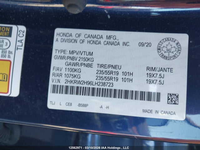 2HKRW2H96LH238723 Honda CR-V