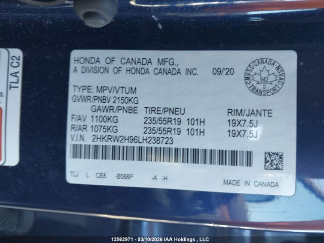 2HKRW2H96LH238723 Honda CR-V