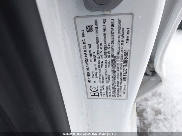 Tesla Model 3 Rwd/standard Range 2022 5YJ3E1EA0NF348850 Image 19