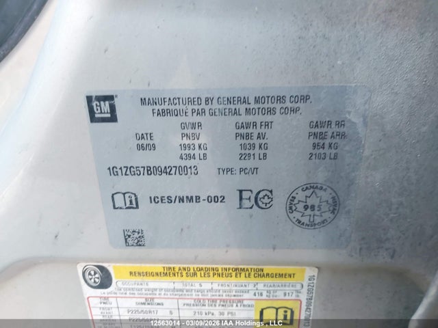 Aukcja sprzedaży 2009 Chevrolet Malibu Ls, vin: 1G1ZG57B094270013, numer aukcji: 12563014