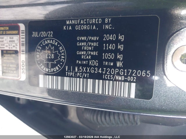 5XXG34J20PG172065 KIA K5 EX