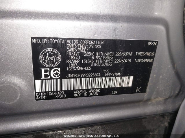 12563046 :رقم المزاد ، JTMGB3FV9RD225603 vin ، 2024 Toyota Rav4 Prime Xse مزاد بيع