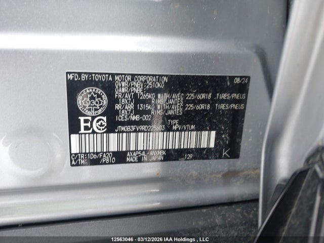12563046 :رقم المزاد ، JTMGB3FV9RD225603 vin ، 2024 Toyota Rav4 Prime Xse مزاد بيع