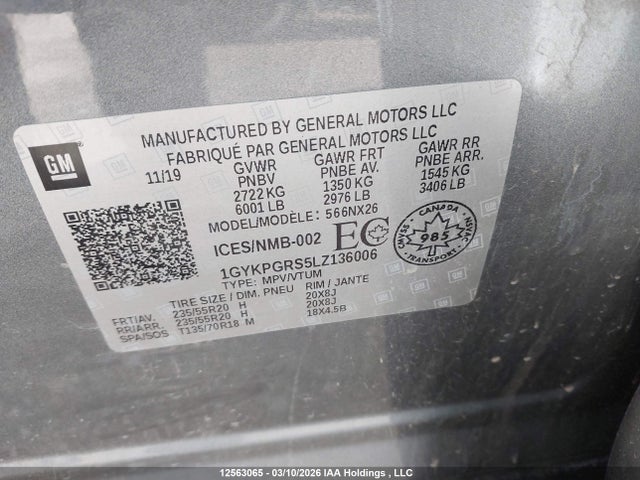 1GYKPGRS5LZ136006 Cadillac XT6 SPORT