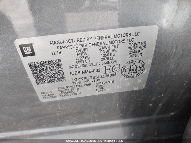 1GYKPGRS5LZ136006 Cadillac XT6 SPORT