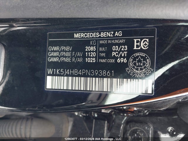 W1K5J4HB4PN393861 Mercedes-Benz Cla 250 Coupe 4matic