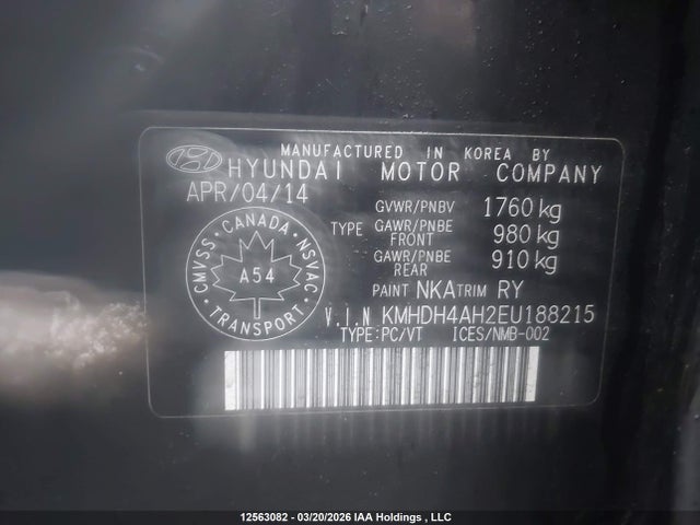 Продаж на аукціоні авто 2014 Hyundai Elantra Limited, vin: KMHDH4AH2EU188215, номер лоту: 12563082