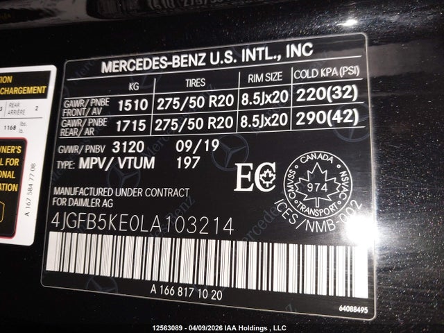 4JGFB5KE0LA103214 Mercedes-Benz Gle 450 4matic