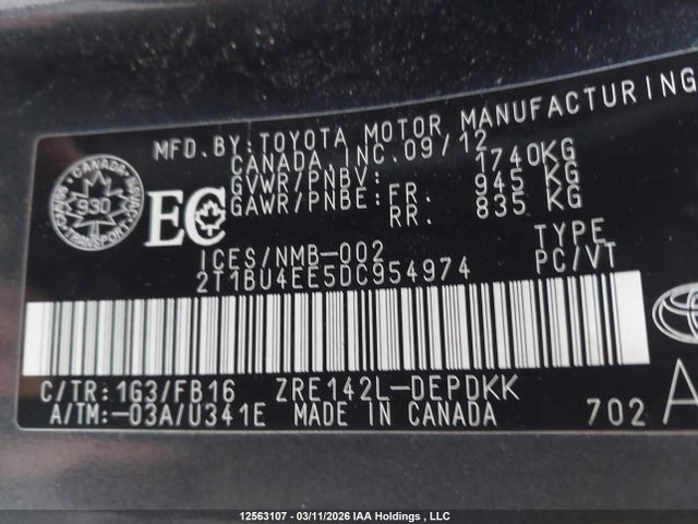 Продаж на аукціоні авто 2013 Toyota Corolla Ce, vin: 2T1BU4EE5DC954974, номер лоту: 12563107