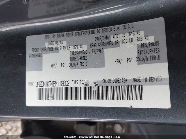 3MZBM1K74EM118602 Mazda 3 SPORT