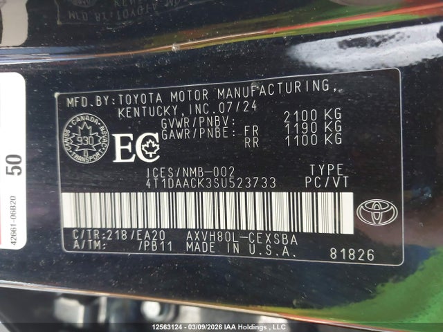 2025 Toyota Camry Xse/xle/le/se მანქანა იყიდება აუქციონზე, vin: 4T1DAACK3SU523733, აუქციონის ნომერი: 12563124