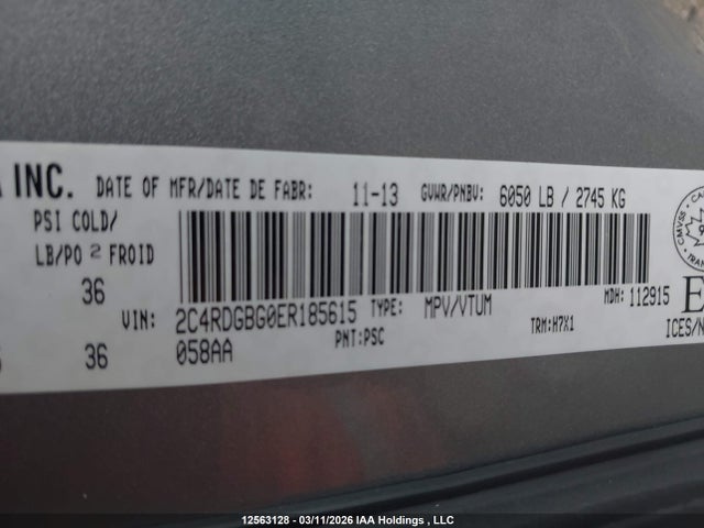 Продажа на аукционе авто 2014 Dodge Grand Caravan, vin: 2C4RDGBG0ER185615, номер лота: 12563128