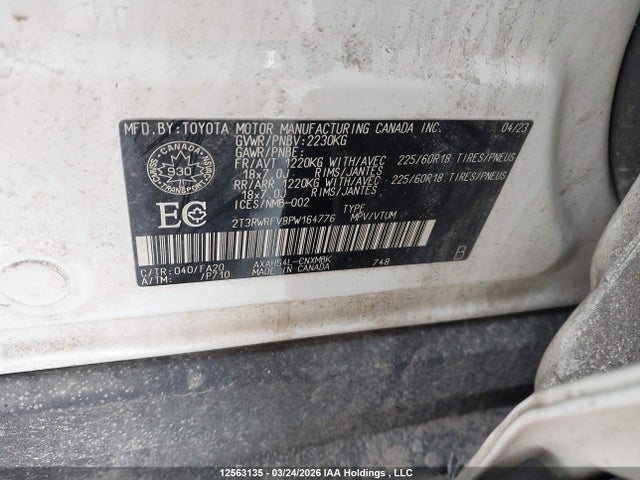2T3RWRFV8PW164776 Toyota Rav4 Hybrid Xle