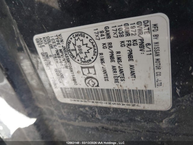 Aukcja sprzedaży 2011 Nissan Rogue, vin: JN8AS5MT0BW184960, numer aukcji: 12563148