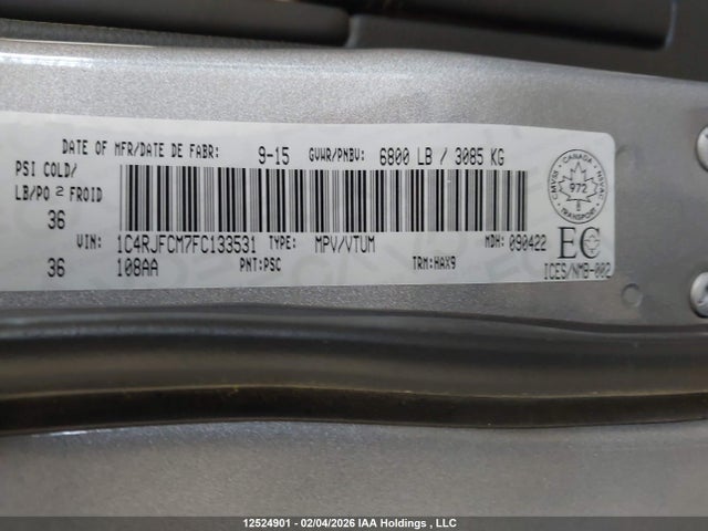 1C4RJFCM7FC133531 Jeep Grand Cherokee Overland