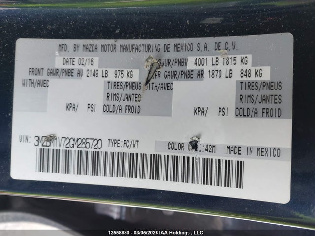 3MZBM1V72GM285720 Mazda Mazda3 Gs