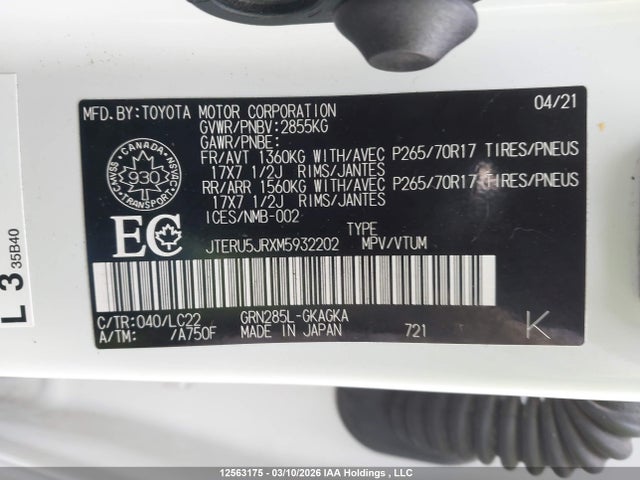 JTERU5JRXM5932202 Toyota 4runner