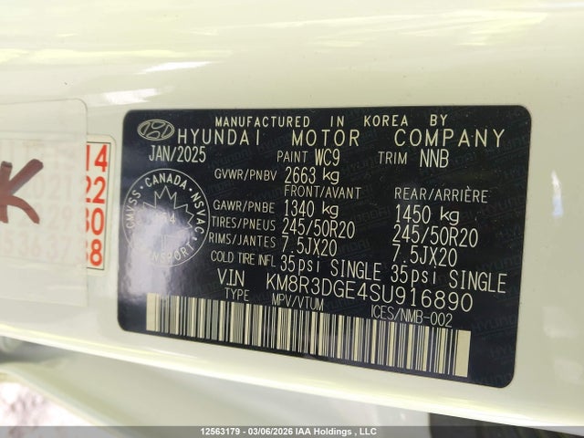 KM8R3DGE4SU916890 Hyundai Palisade Xrt