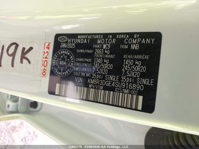 KM8R3DGE4SU916890 Hyundai Palisade Xrt