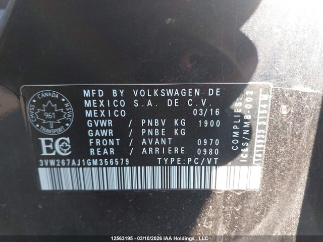 3VW267AJ1GM356579 Volkswagen JETTA S