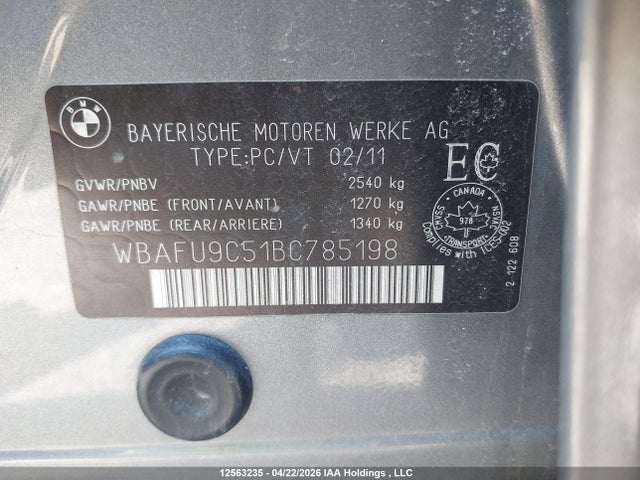 Aukcja sprzedaży 2011 Bmw 550 Xi, vin: WBAFU9C51BC785198, numer aukcji: 12563235