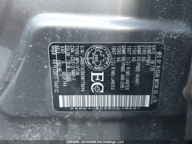Aukcja sprzedaży 2025 Nissan Rogue Sl, vin: JN8BT3CB6SW175646, numer aukcji: 12563249