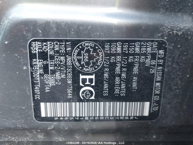 Aukcja sprzedaży 2025 Nissan Rogue Sl, vin: JN8BT3CB6SW175646, numer aukcji: 12563249