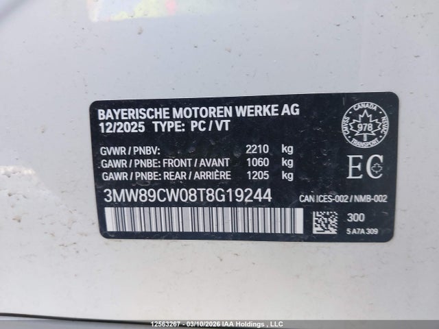 Продаж на аукціоні авто 2026 Bmw 330i Xdrive, vin: 3MW89CW08T8G19244, номер лоту: 12563267