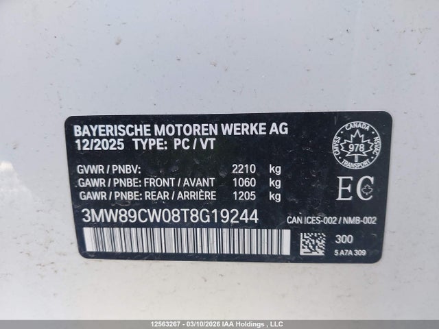 Продаж на аукціоні авто 2026 Bmw 330i Xdrive, vin: 3MW89CW08T8G19244, номер лоту: 12563267