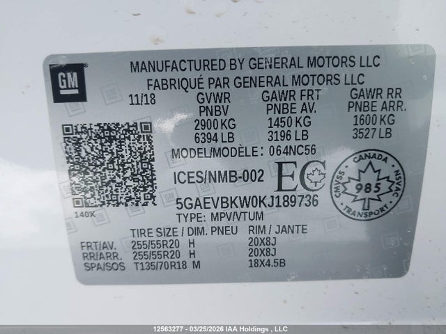 5GAEVBKW0KJ189736 Buick Enclave Premium