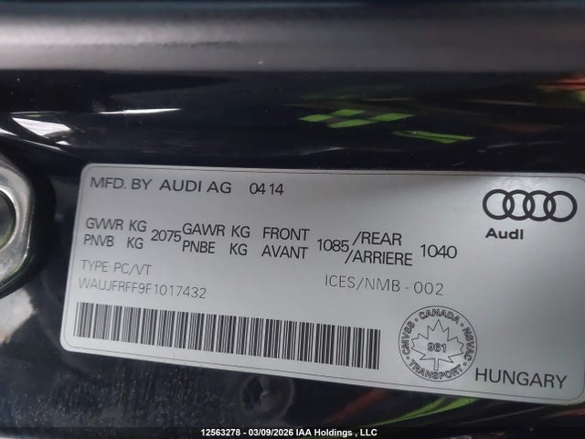 Aukcja sprzedaży 2015 Audi A3, vin: WAUJFRFF9F1017432, numer aukcji: 12563278
