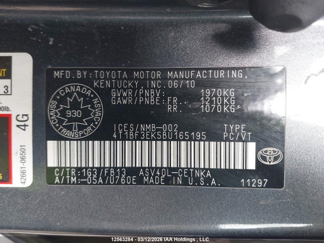 Aukcja sprzedaży 2011 Toyota Camry Le, vin: 4T1BF3EK5BU165195, numer aukcji: 12563284
